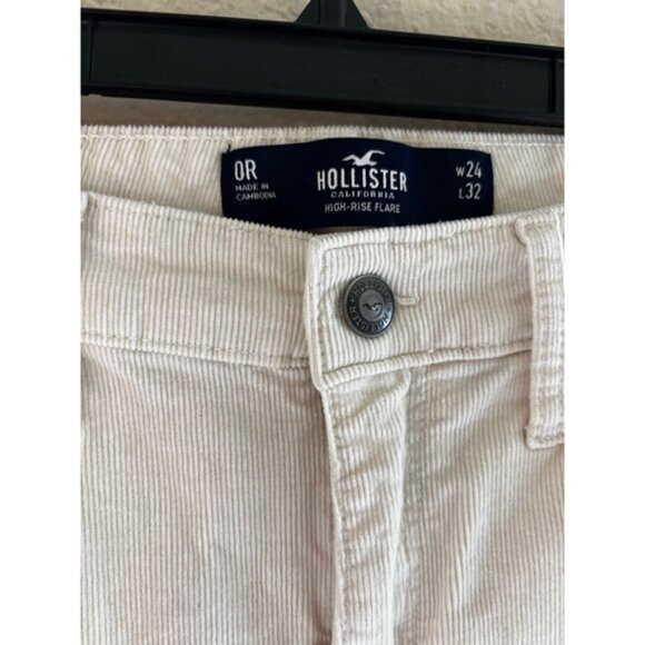 Women's Hollister Beige Corduroy High-Rise Flare Pants Size 0 like new - Picture 2 of 6
